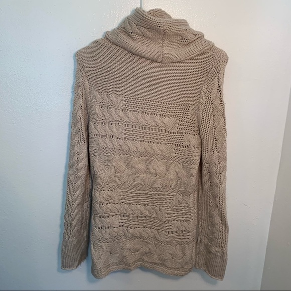 Banana Republic Horizontal Cable Knit Turtleneck Sweater Beige - Picture 7 of 10